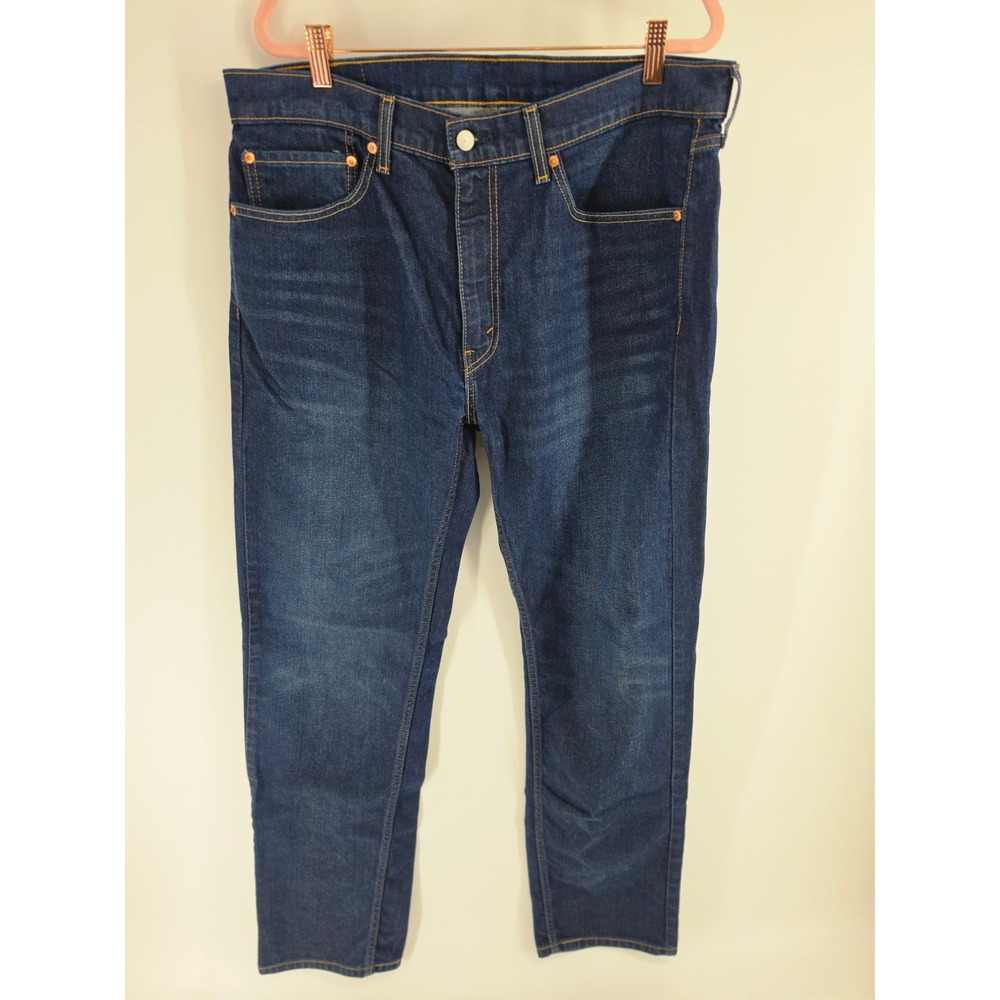 Levis 505 Regular Fit Straight Leg Jeans Mens 36x34 Dark Wash Indigo Denim